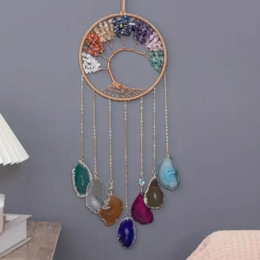 Campana de Viento Árbol Chakras y Chapas Ágatas