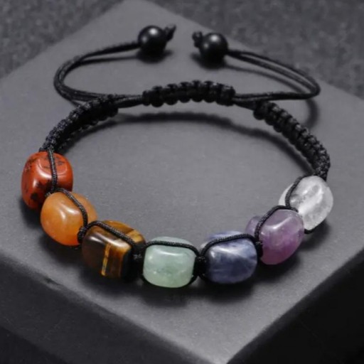 ​Pulsera Piedras Cordón Negro Chakras