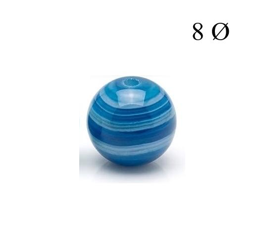 Bola de Ágata Bandeada Azul 8mm para Hilo