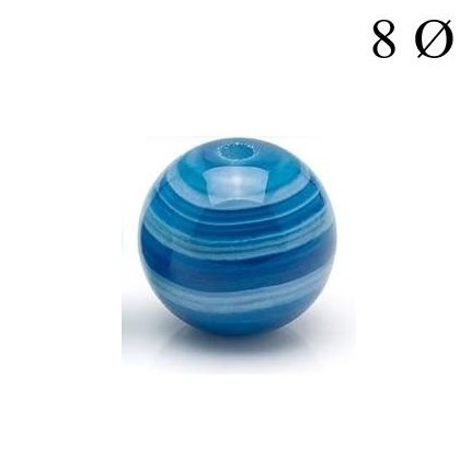 Bola de Ágata Bandeada Azul 8mm para Hilo