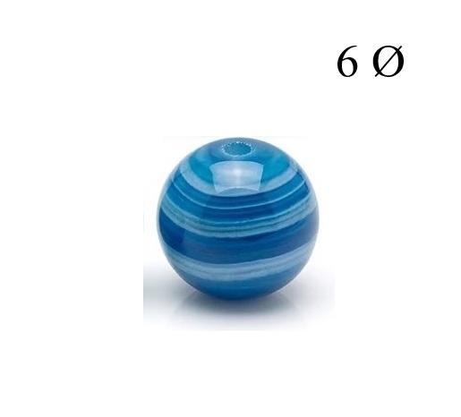 Bola de Ágata Bandeada Azul 6mm para Hilo