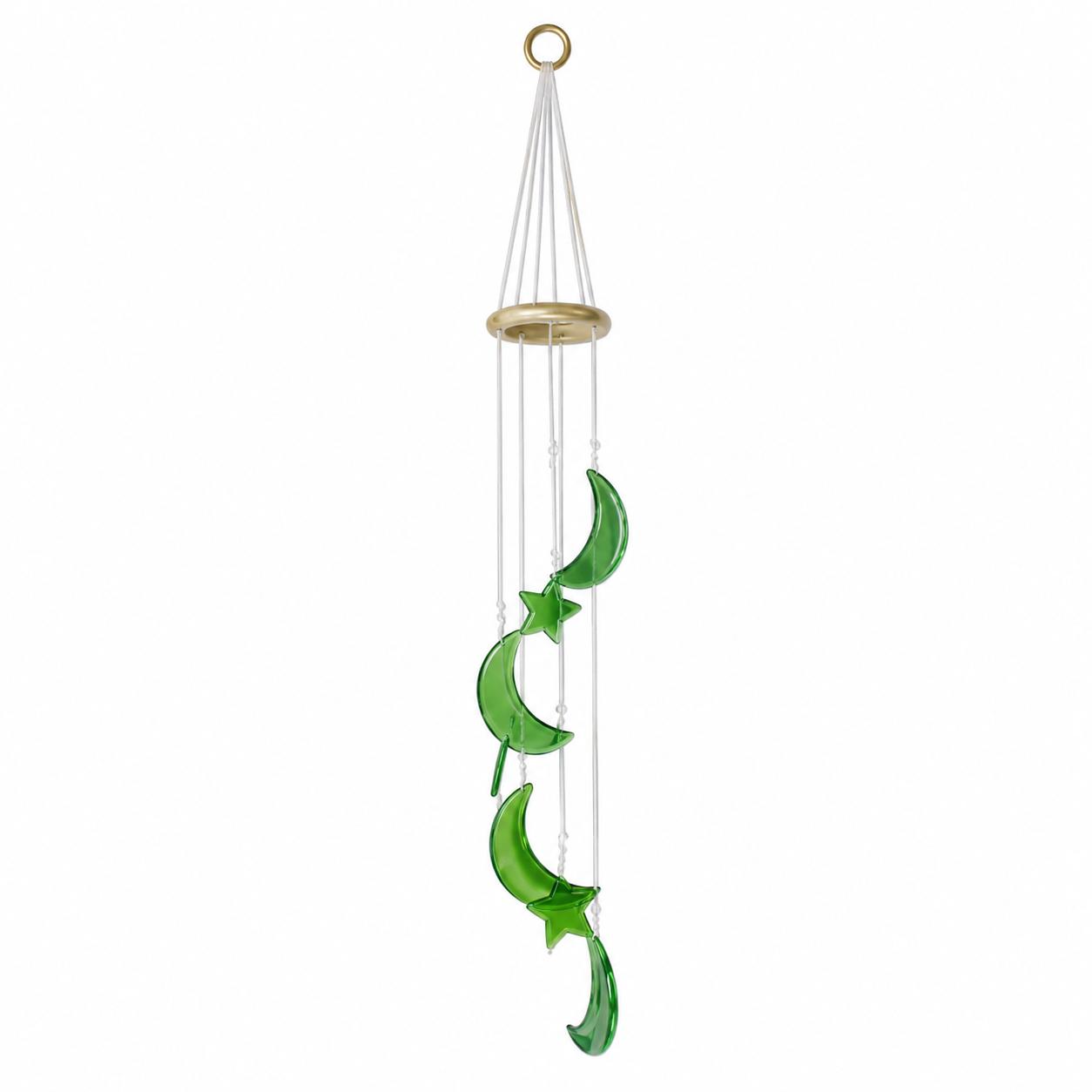 Campana de Viento Luna y Estrellas de Ágata Verde