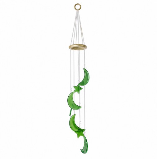 ​Campana de Viento Luna y Estrellas de Ágata Verde [0]