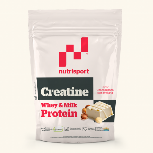 Creatina y Proteína 500g Chocolate Blanco y Avellanas