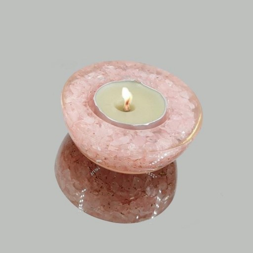 Portavela Orgonita Cuarzo Rosa