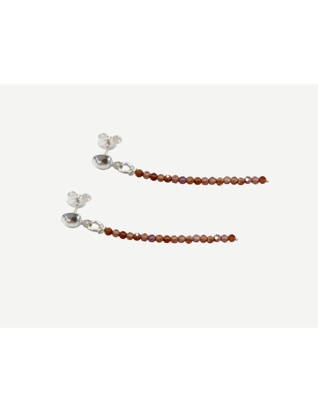 Pendiente Granate Largo Bola