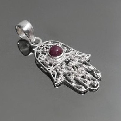 Colgante Mano de Fátima Rubí Corindón y Plata [0]