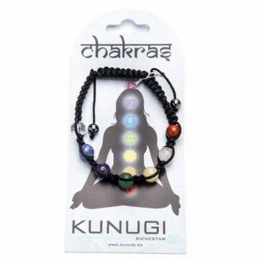 Pulsera Piedras Cordón Negro Chakras