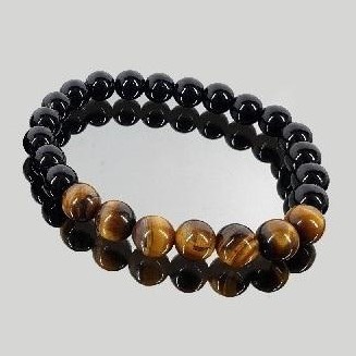 Pulsera Ojo de Tigre Bolas con Obsidiana