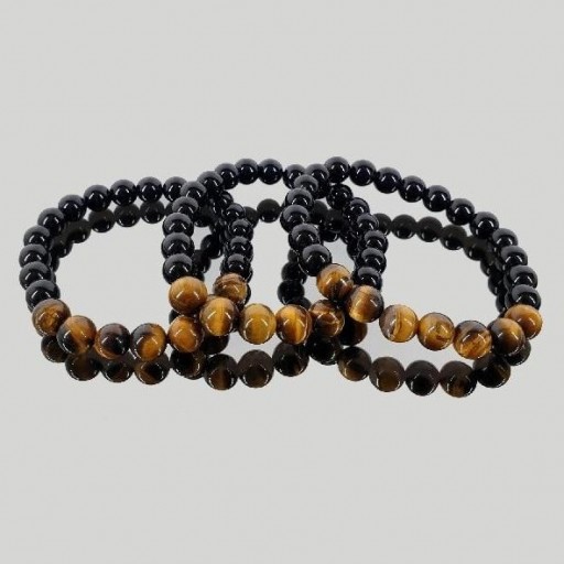 Pulsera Ojo de Tigre Bolas con Obsidiana [1]