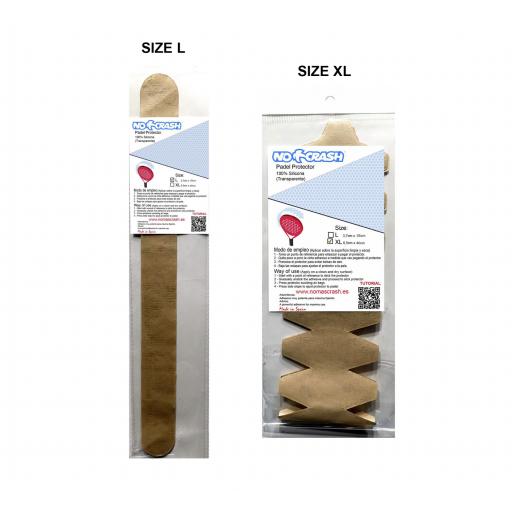 Protector de Pádel Silicona Transparente Rugoso L/XL – Pack Profesional Clubes y Tiendas | No+Crash