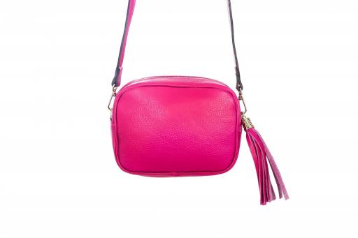 BOLSO PIEL BORLA FUCSIA