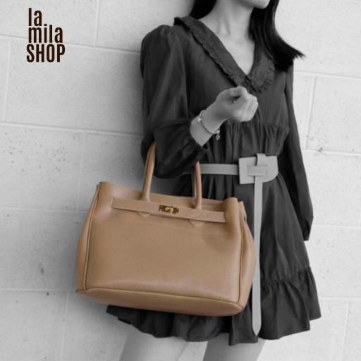 BOLSO JANE PIEL TAUPE CLARO