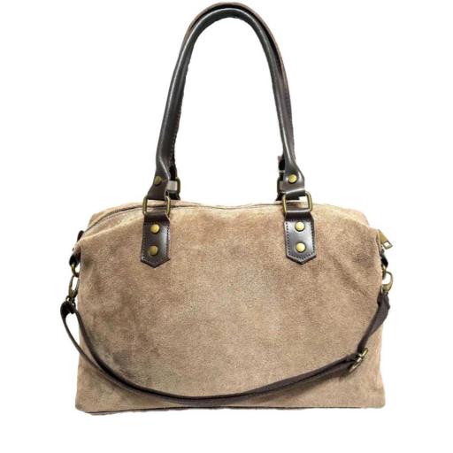 BOLSO DE ANTE SENDA TAUPE OSCURO