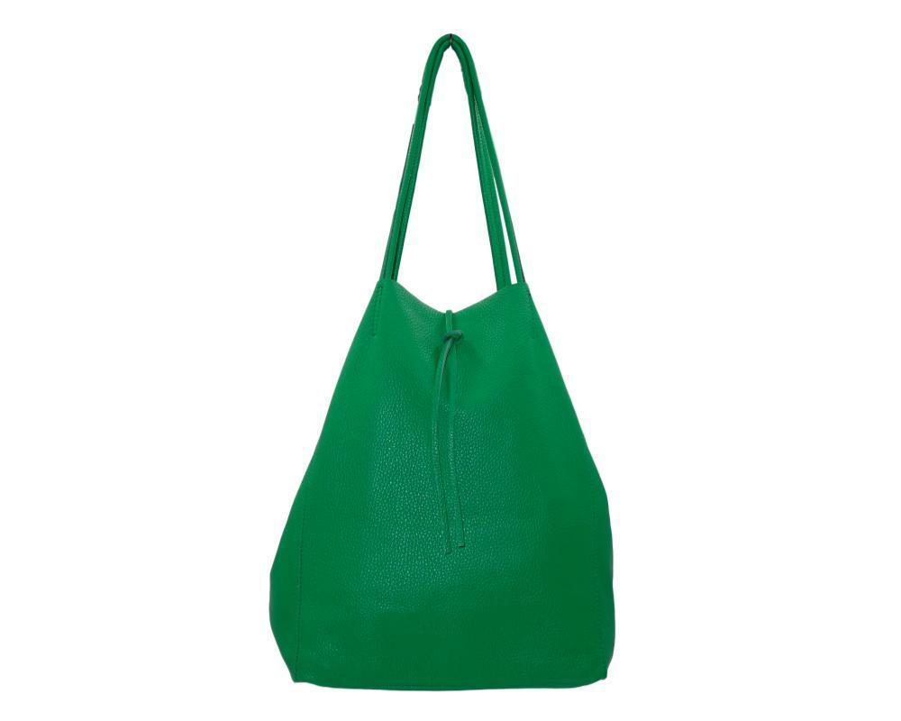 BOLSO SHOPPER PIEL VERDE HOJA