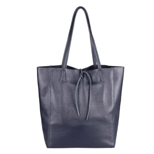 BOLSO SHOPPER PIEL AZUL MARINO