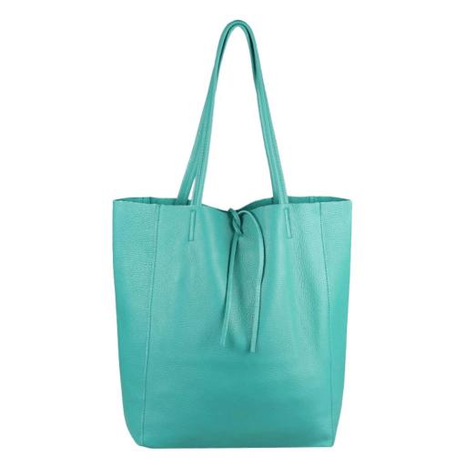 BOLSO SHOPPER PIEL AZUL TURQUESA