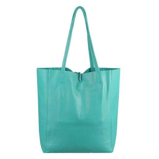BOLSO SHOPPER PIEL AZUL TURQUESA