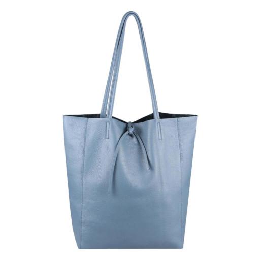 BOLSO SHOPPER PIEL AZUL VAQUERO