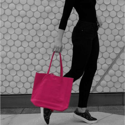 BOLSO SHOPPER PIEL FUCSIA [3]