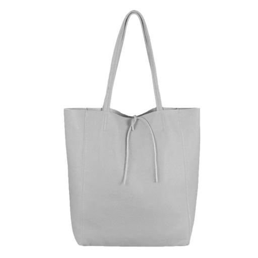 BOLSO SHOPPER PIEL GRIS CEMENTO