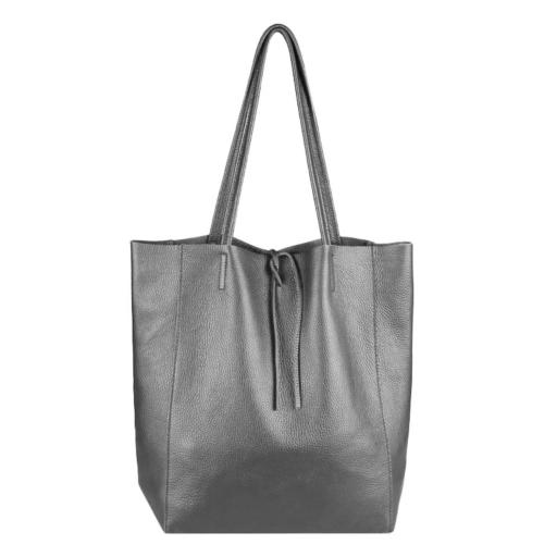 BOLSO SHOPPER PIEL GRIS PLOMO