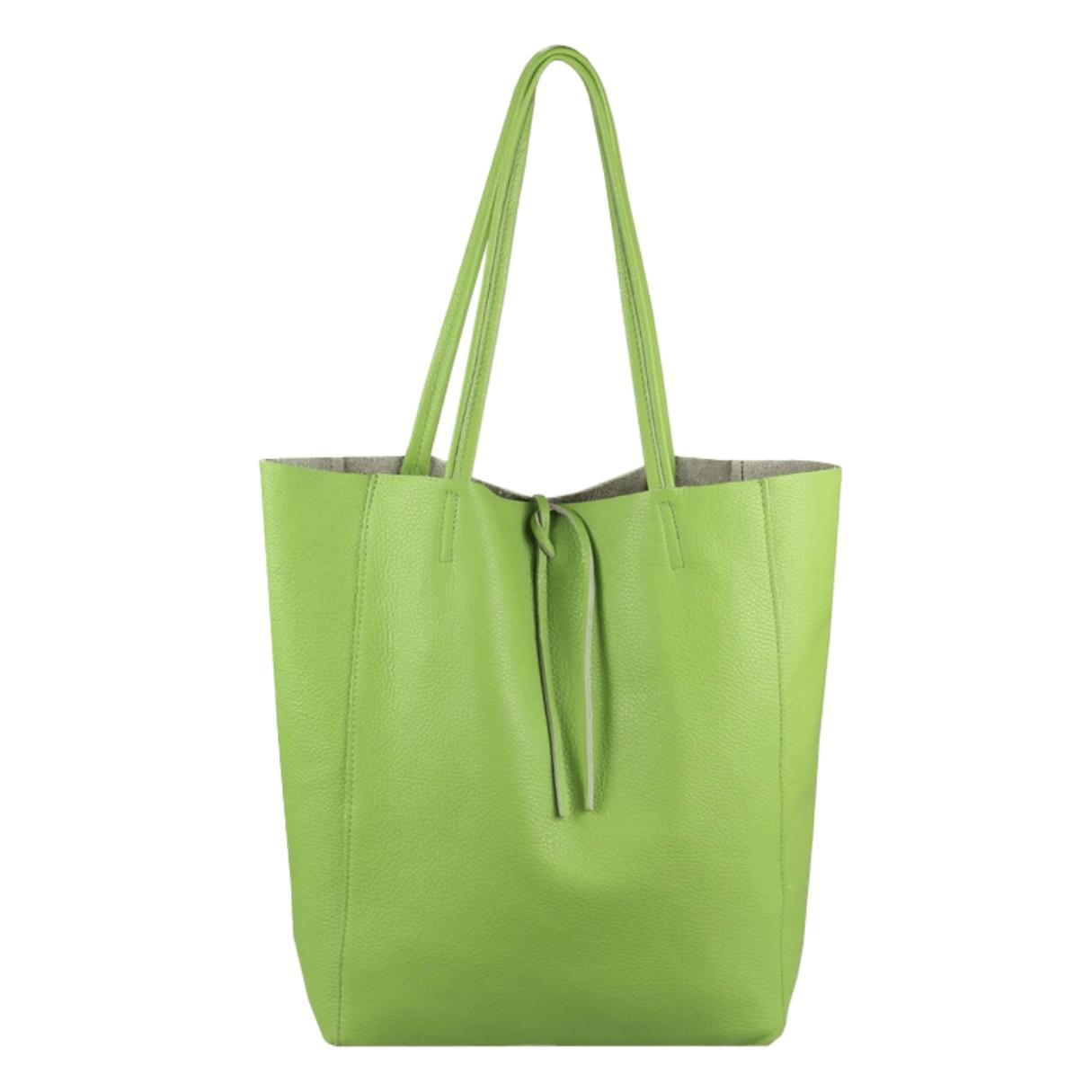 BOLSO SHOPPER PIEL VERDE MANZANA