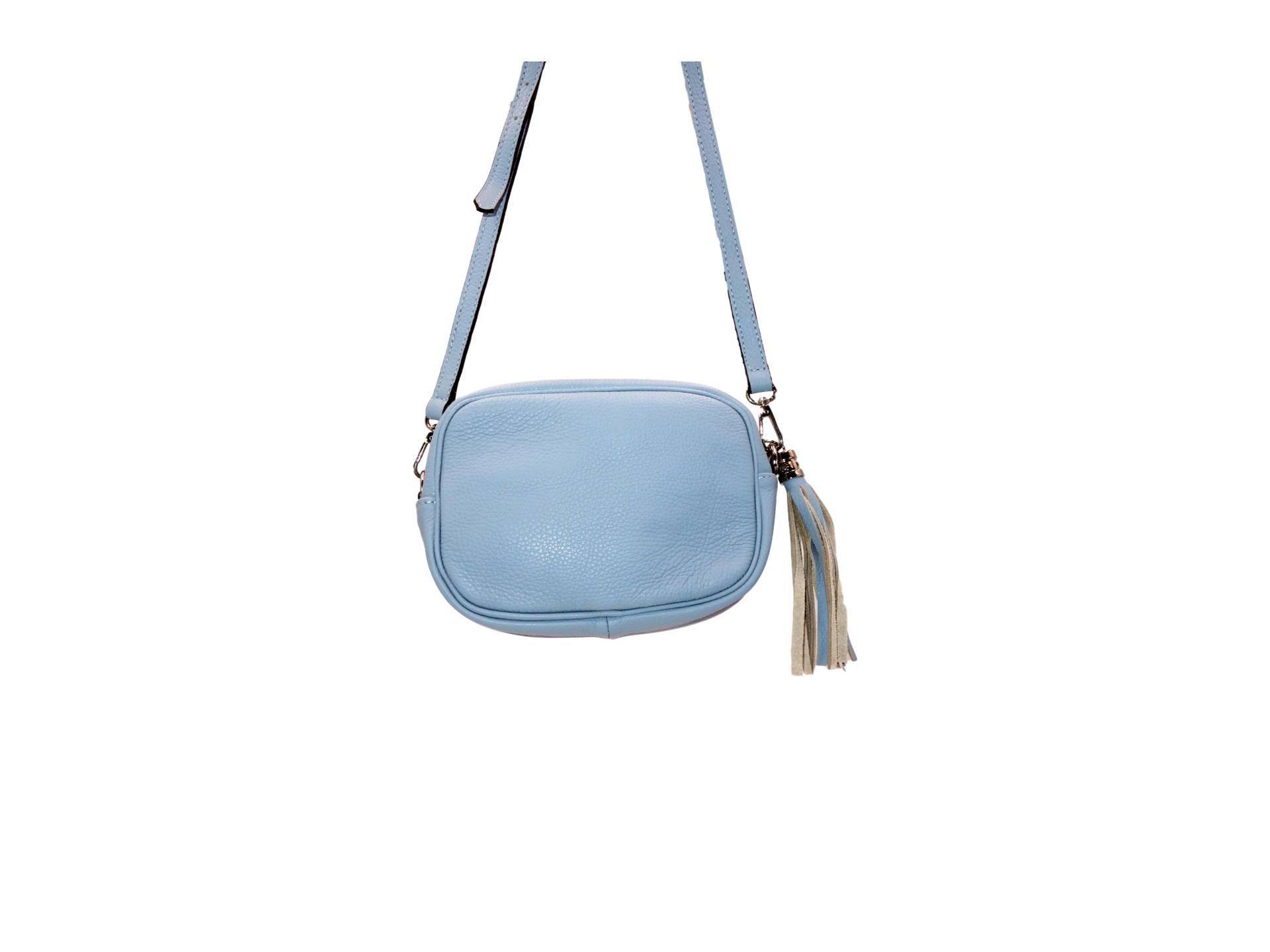 BOLSO PIEL BORLA CELESTE