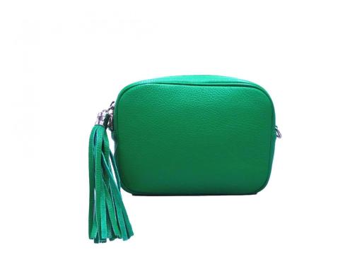 BOLSO PIEL BORLA VERDE HOJA