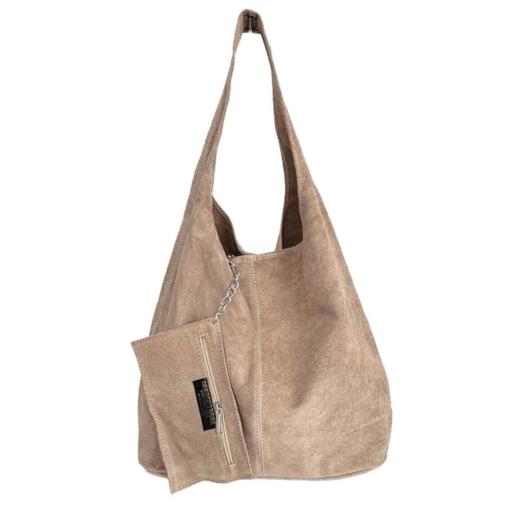 BOLSO SACO ANTE TAUPE CLARO [1]