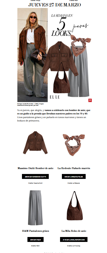 Bolso de ante color chocolate recomendado por la revista ELLE · LaMilaSHOP