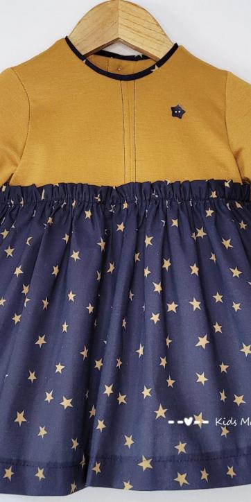 Vestido bebe mostaza con estrellas estampadas de Cuka Moda Infantil [2]
