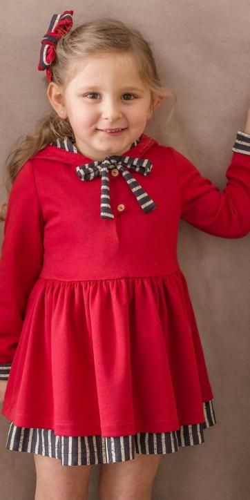 Vestido niña vestir punto rojo con capucha de Cuka Moda Infantil [1]