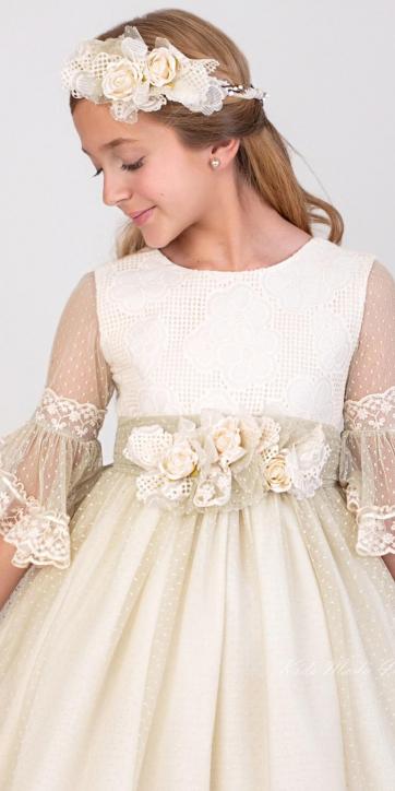 Vestido de Comunión Nekenia 2621816 Verde Caqui – Colección 2026 [4]