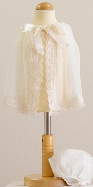 Faldón bautizo bebe plumeti de cristal beige Eva Martínez Artesanía [2]