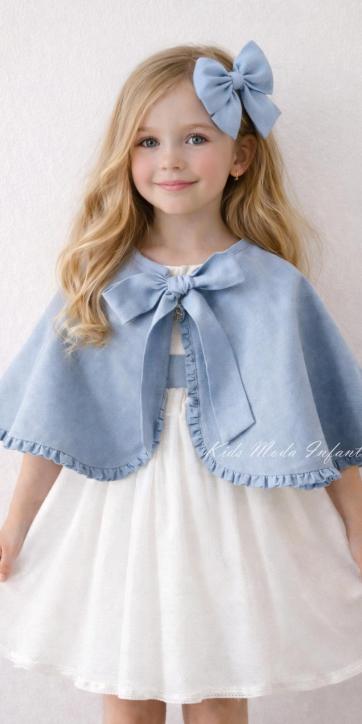 Capa ceremonia niña lino azul de Eva Martínez Artesanía - Personalizable en colores [5]