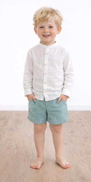 Conjunto Niño Ceremonia y Arras Camisa Blanca y Pantalón Verde Agua Empolvado – Fabricación Española | Kids Moda Infantil