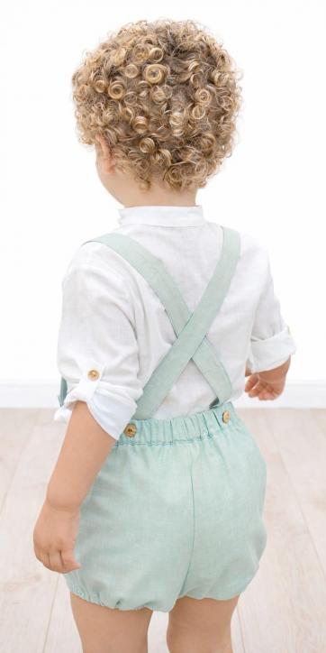 Conjunto niño ceremonia peto verde agua bombacho y camisa blanco roto coco acqua ceremonia 60425 [2]