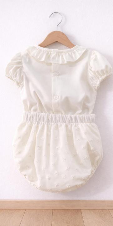 Conjunto Bautizo Bebé Camisa Beige y Cubre Pañal Tul Bordado – Kids Moda Infantil [2]