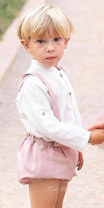 Conjunto niño ceremonia peto rosa empolvado bombacho y camisa blanco roto coco acqua ceremonia 60434 [2]