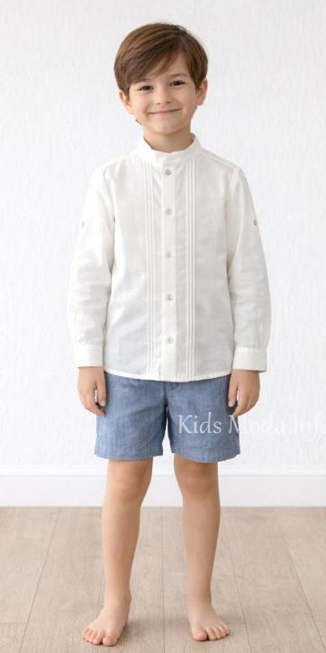 Conjunto ceremonia niño lino blanco roto y azul empolvado Basmarti 25133-25134 [2]