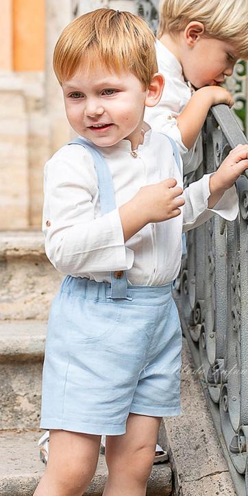 Conjunto niño ceremonia peto azul y camisa blanco roto coco acqua ceremonia 60448 [2]