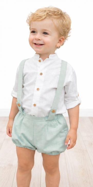 Conjunto niño ceremonia peto verde agua bombacho y camisa blanco roto coco acqua ceremonia 60425 [1]