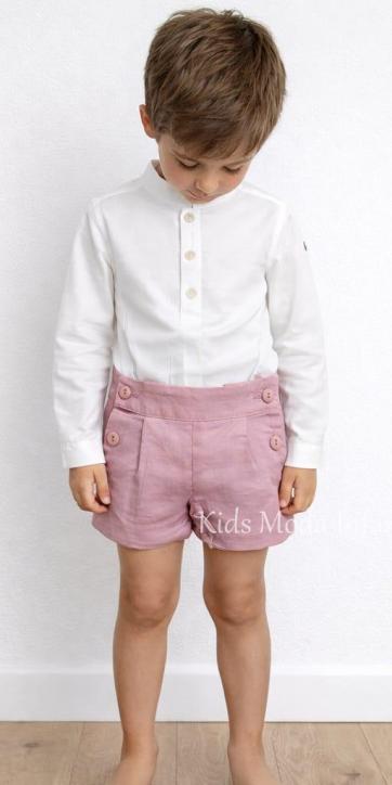 Conjunto Ceremonia Niño Lino Blanco Roto y Rosa Empolvado | Nekenia Ref. 2521500-252110 [0]