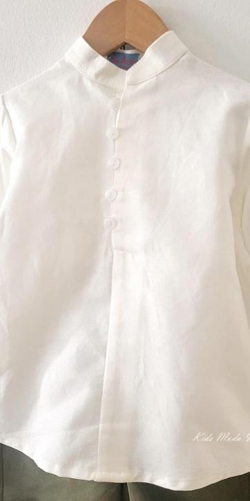 Conjunto ceremonia niño camisa y bermuda chino verde oliva de Eva Martinez Artesanía [1]