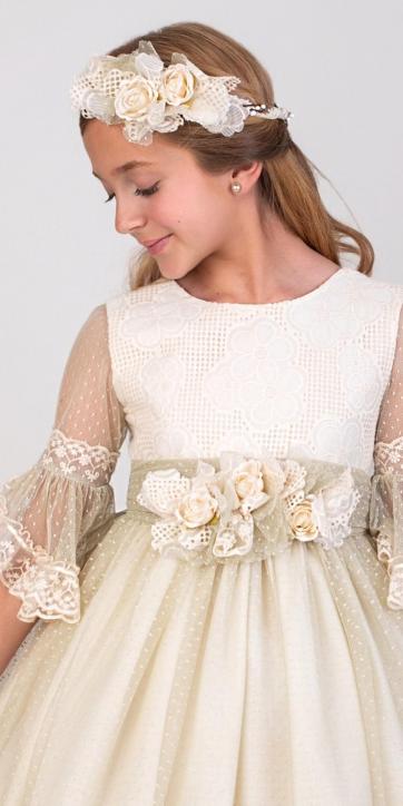 Vestido de Comunión Nekenia 2621816 Verde Caqui – Colección 2026 [2]