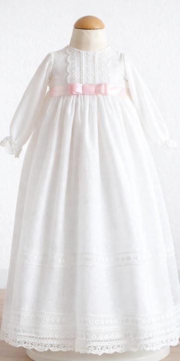 Faldón bautizo bebé tul blanco con cinta rosa bebé – Eva Martínez Artesanía – Familia 2 [0]