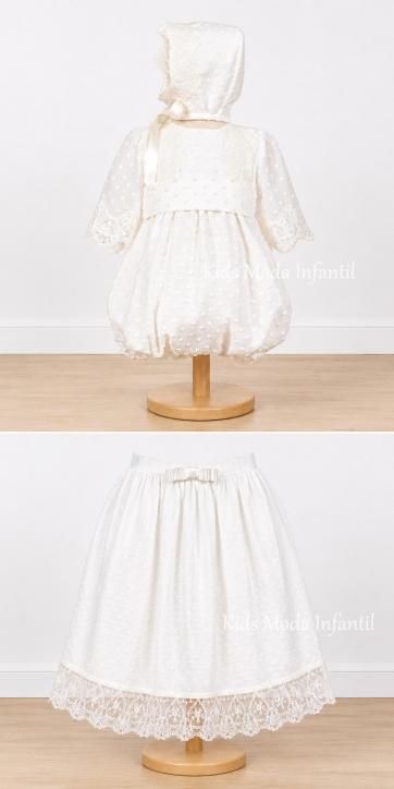 Faldón de Bautizo Bebé Desmontable Perla de Gracia en Plumeti de Cristal con Pelele y Capota – Conjunto 3 Piezas | Fabricación Española [0]