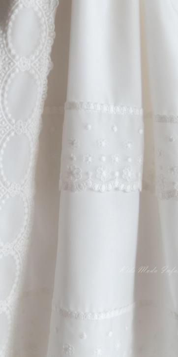 Faldón de Bautizo para Bebé en Gasa Verde Oliva con Cinta Blanca Manga Corta – Familia 6 | Eva Martínez Artesanía | Kids Moda Infantil [4]