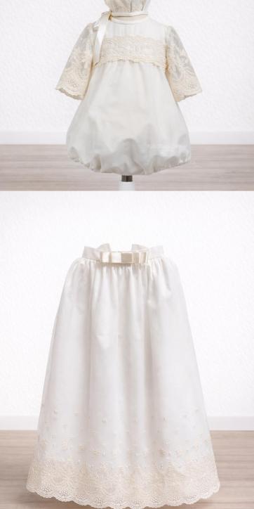 Faldón de Bautizo Bebé Desmontable de Tul Bordado con Pelele y Capota – 3 Piezas | Fabricación Española